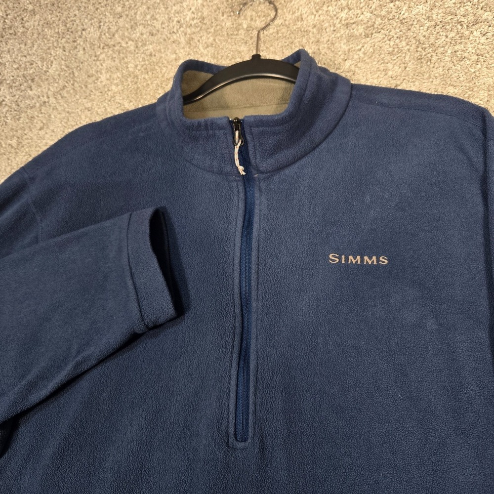 Simms Fishing Mens Large micro Fleece 1/2 Zip Pullover blue lightweight